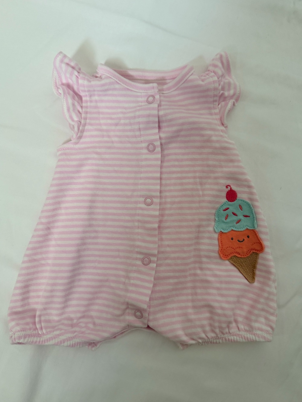 Carter’s Newborn Pink Striped Ice Cream Romper